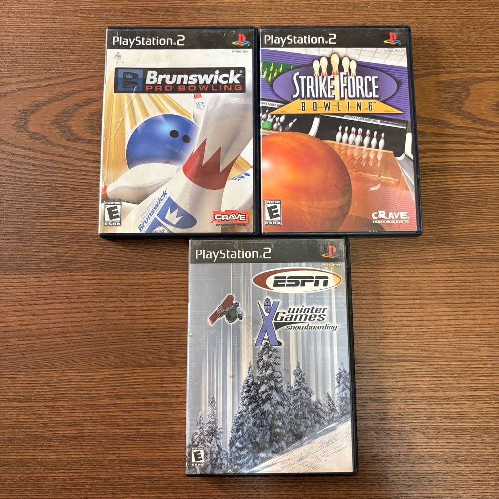 Sony PlayStation 2 Video Game Bundle PS2 3 Games Black Good Sports Bowling Snow